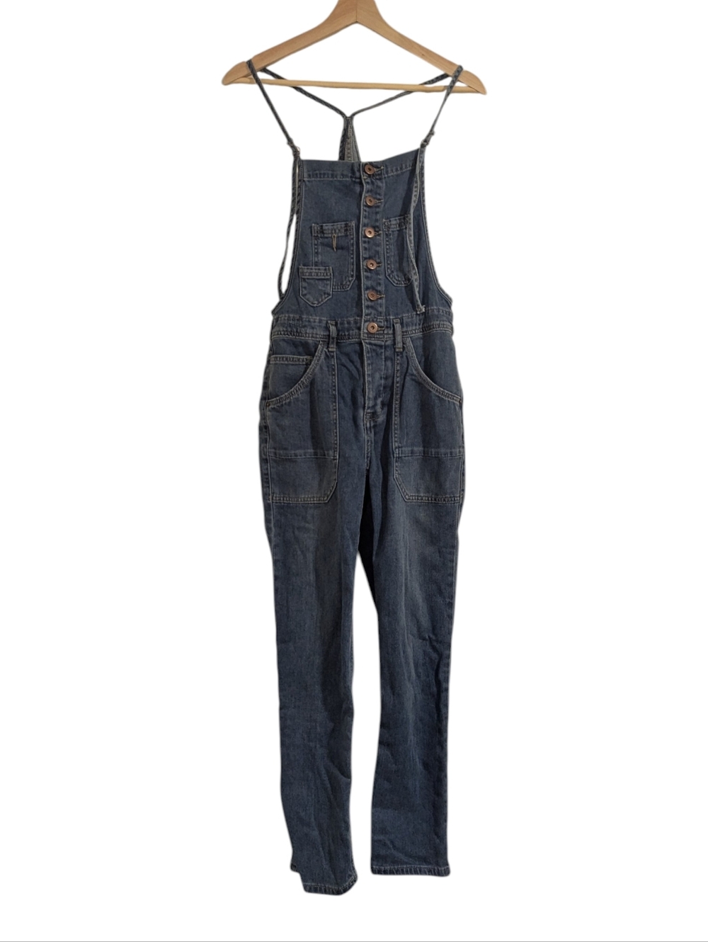 Miou Muse Washed Denim Overalls Jumpsuit - Casual Women's Romper, S